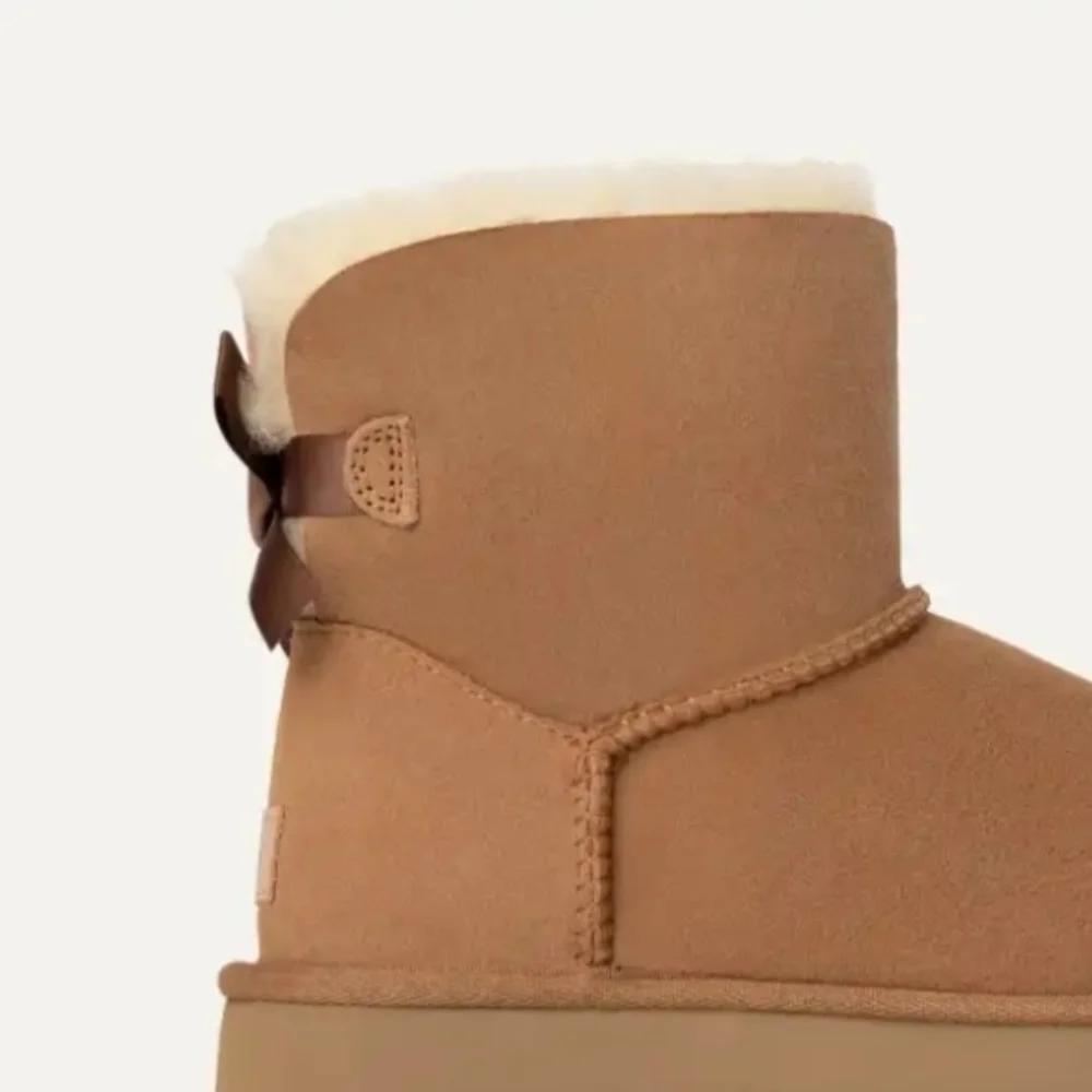 UGG Bailey Mini Bow II Chestnut Winter Boots Women's Size 7 Brand New In Box